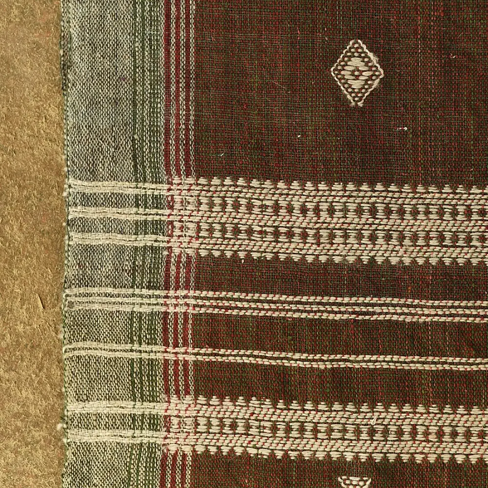 shop Kutchi Bhujodi Handspun Raw Woolen Shawl -Coffee Brown
