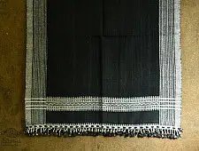 Salt Deserts of Kutch | Bhujodi Handwoven Raw Woolen Shawl - Black