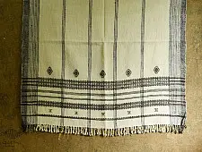 Salt Deserts of Kutch | Kutchi Bhujodi Hand-spun Raw Woollen Shawl - Cream Colour