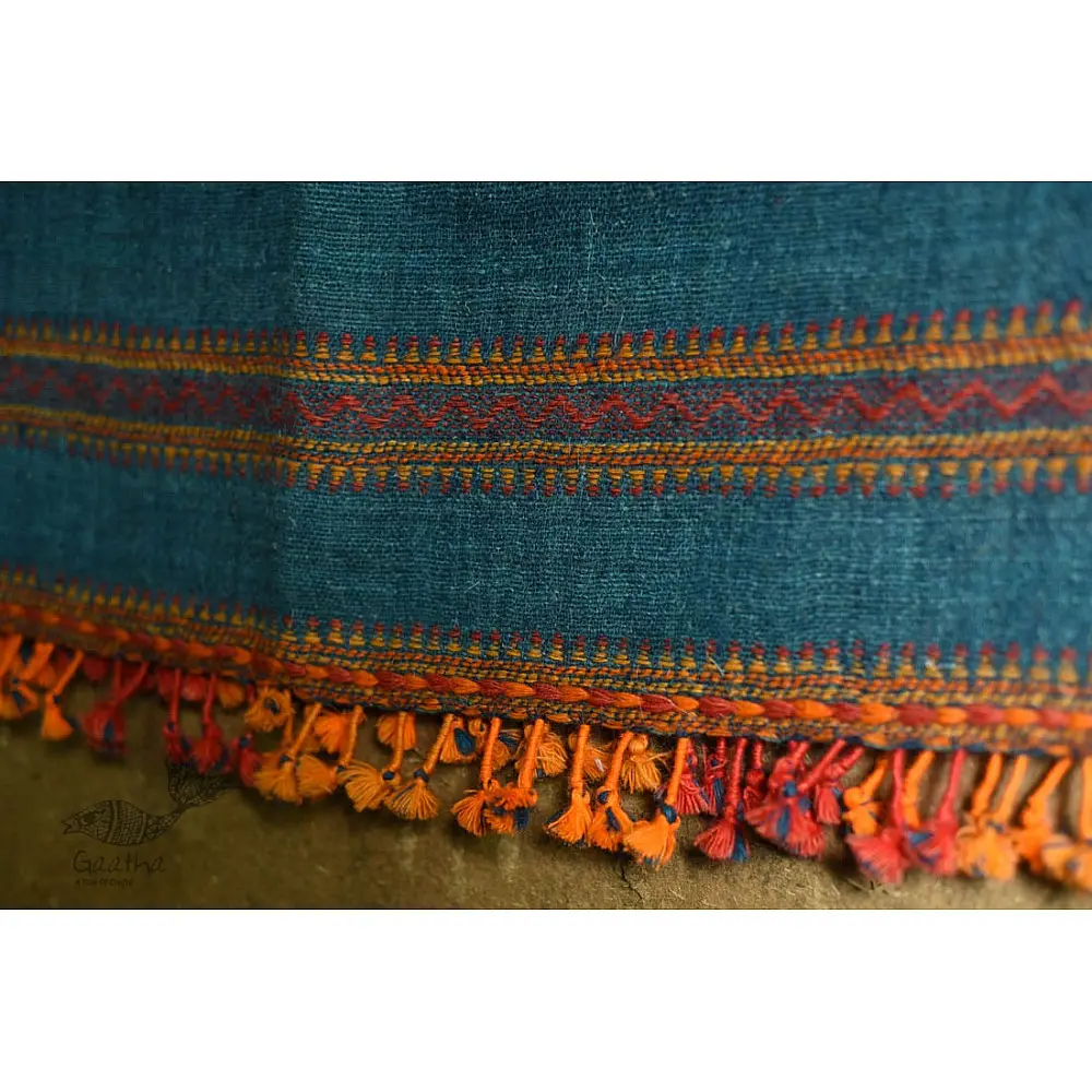 shop Bhujodi Handwoven Raw Woolen blue Shawl