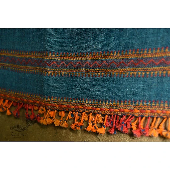 shop Bhujodi Handwoven Raw Woolen blue Shawl