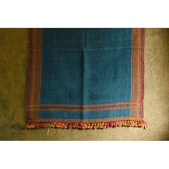 shop Bhujodi Handwoven Raw Woolen blue Shawl