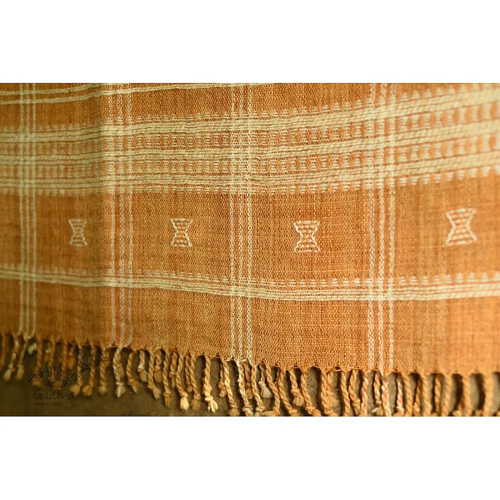shop handspun kutchi raw woolen unisex Brown shawl