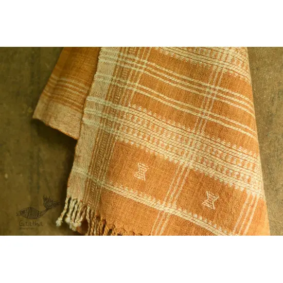 shop handspun kutchi raw woolen unisex Brown shawl