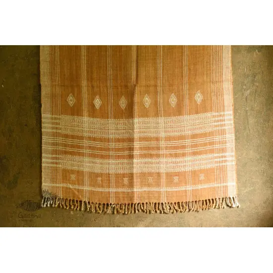 shop handspun kutchi raw woolen unisex Brown shawl