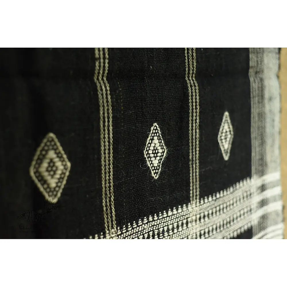shop Kutchi Bhujodi Handspun Raw Woolen Black Shawl 