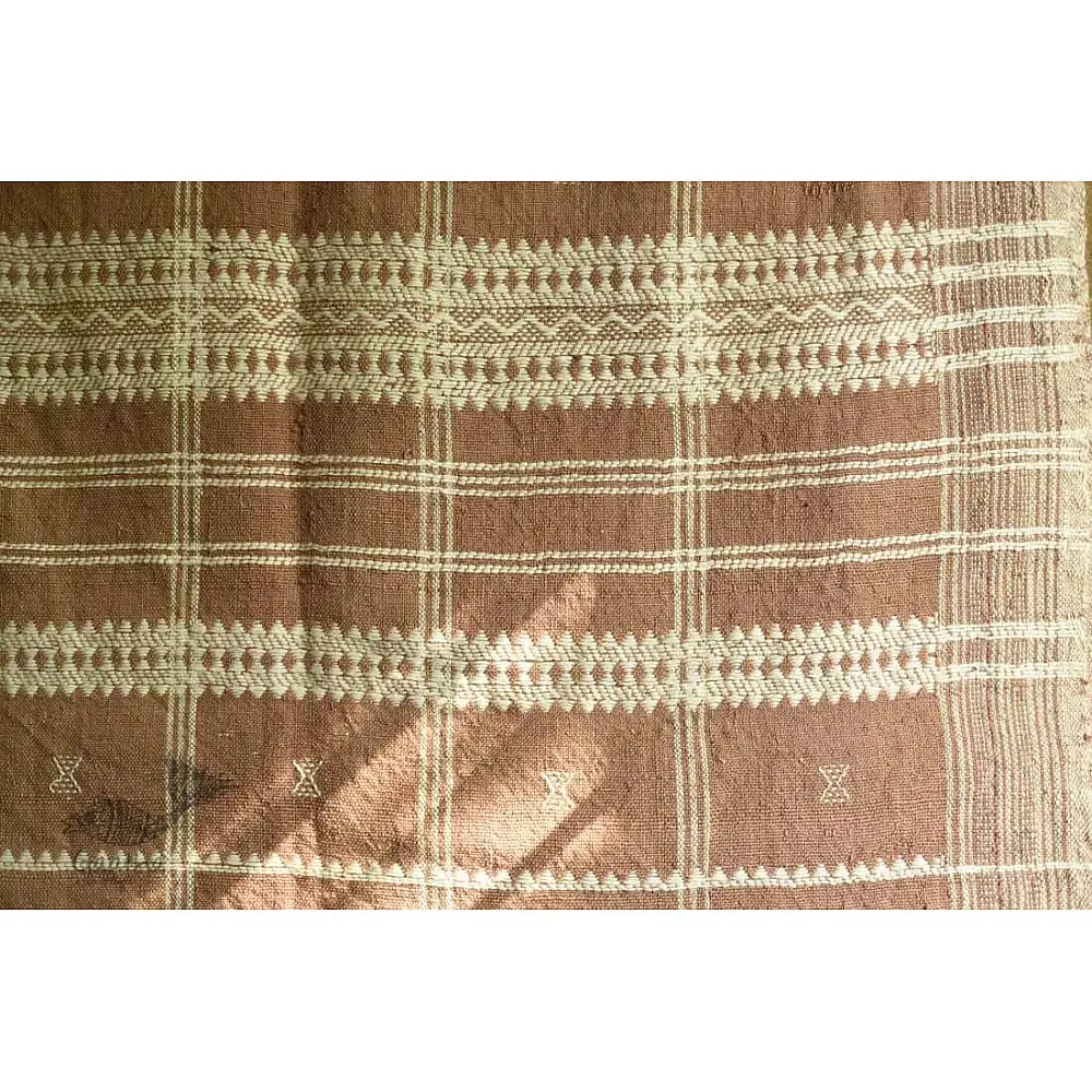 shop handwoven kutchi raw woolen unisex shawl -  Light Brown