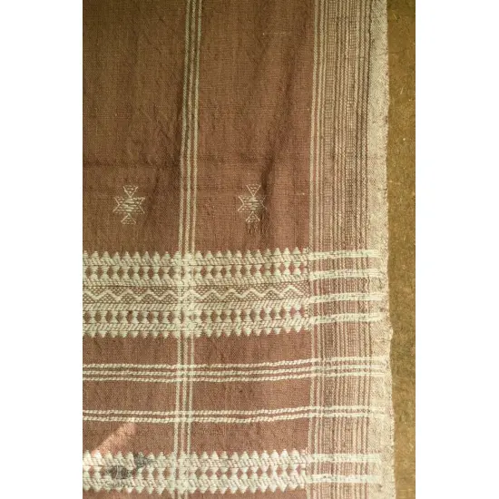 shop handwoven kutchi raw woolen unisex shawl -  Light Brown