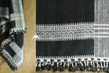 Salt Deserts of Kutch | Bhujodi Handwoven Raw Woolen Shawl - Black