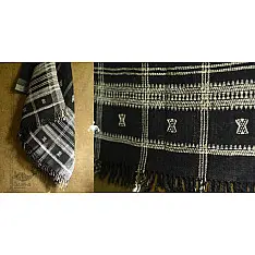 Salt Deserts of Kutch | Kutchi Bhujodi Hand spun Raw Woollen Black Shawl 