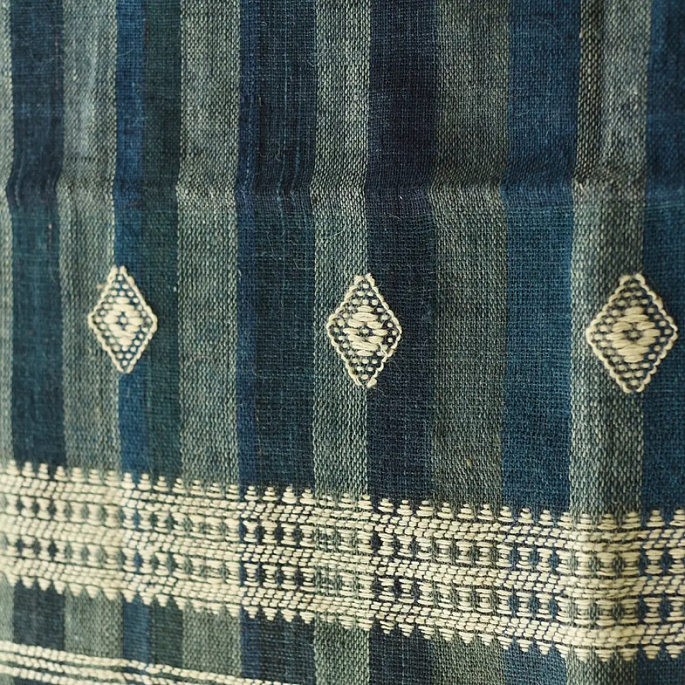 shop Kutchi Bhujodi Handspun Raw Woolen Shawl -Blue Stripes