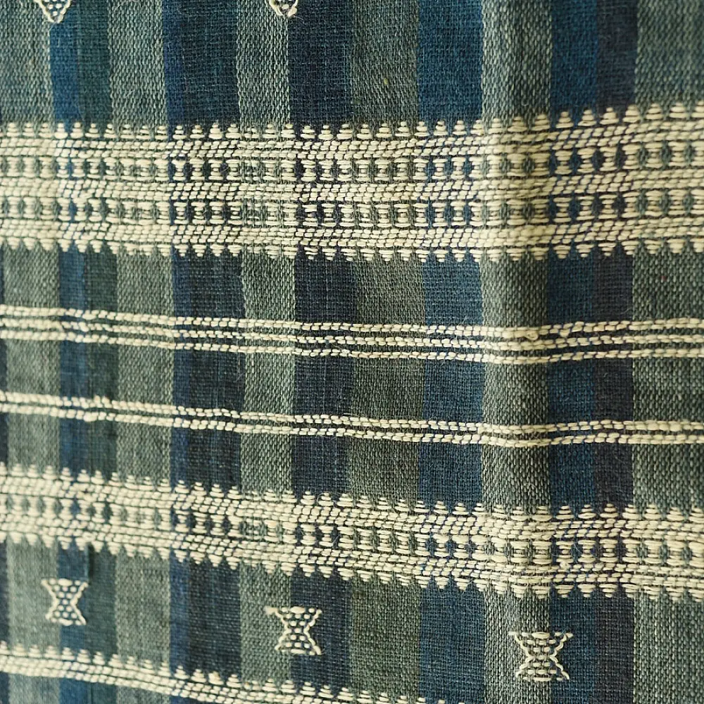 shop Kutchi Bhujodi Handspun Raw Woolen Shawl -Blue Stripes