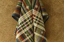 Salt Deserts of Kutch ☼ Kutchi Bhujodi Hand Spun Raw Woolen Shawl - Multi Color Stripes 