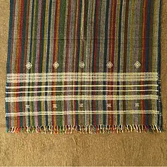 Salt Deserts of Kutch ☼ Kutchi Bhujodi Handspun Raw Woolen Shawl - Multi Color Stripes 