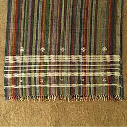 Salt Deserts of Kutch ☼ Kutchi Bhujodi Handspun Raw Woolen Shawl - Multi Color Stripes 