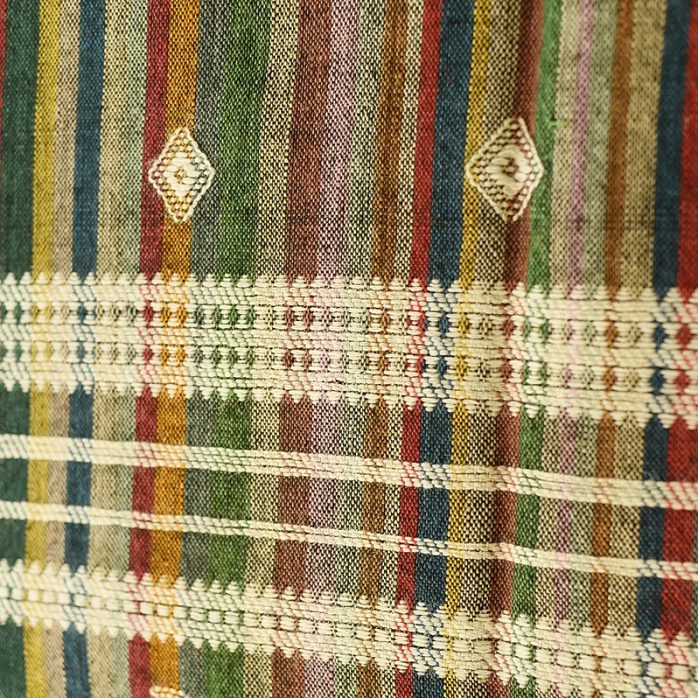 shop Kutchi Bhujodi Handspun Raw Woolen Shawl -Multi Color Stripes