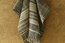 Salt Deserts of Kutch ☼ Kutchi Bhujodi Hand Spun Raw Woolen Grey Shawl
