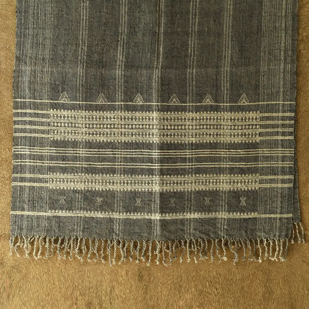 shop Kutchi Bhujodi Handspun Raw Woolen Shawl -Grey 