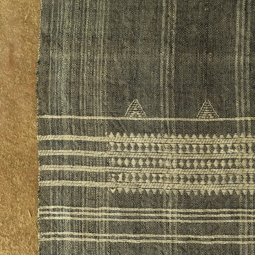 shop Kutchi Bhujodi Handspun Raw Woolen Shawl -Grey 