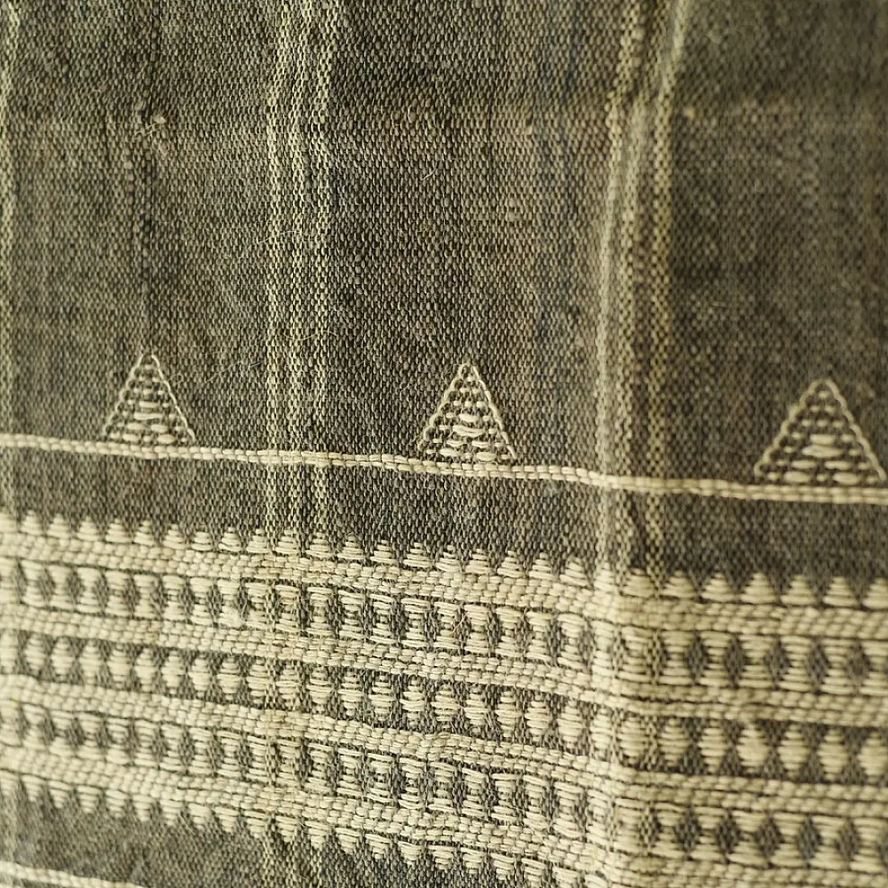 shop Kutchi Bhujodi Handspun Raw Woolen Shawl -Grey 