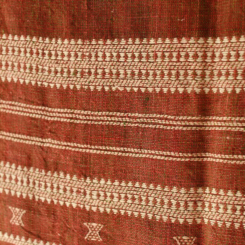shop Kutchi Bhujodi Handspun Raw Woolen Shawl -Dark Red