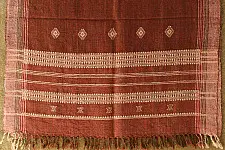 Salt Deserts of Kutch ☼ Kutchi Bhujodi Hand Spun Raw Woolen Shawl - Dark Red