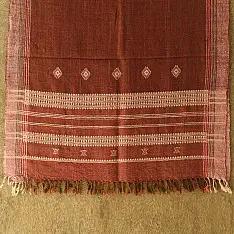 Salt Deserts of Kutch ☼ Kutchi Bhujodi Handmade Raw Woolen Shawl - Dark Red