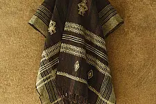 Salt Deserts of Kutch ☼ Kutchi Bhujodi Handspun Raw Woolen Shawl - Dark Brown