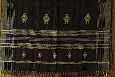 Salt Deserts of Kutch ☼ Kutchi Bhujodi Handspun Raw Woolen Shawl - Dark Brown