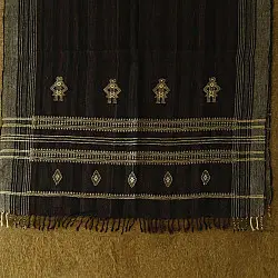 Salt Deserts of Kutch ☼ Kutchi Bhujodi Handspun Raw Woolen Shawl - Dark Brown