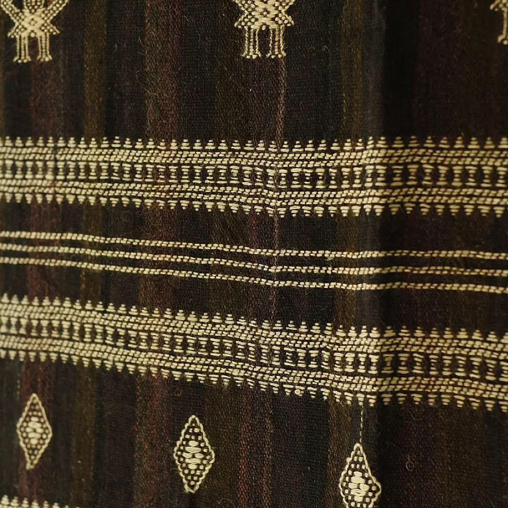 shop Kutchi Bhujodi Handspun Raw Woolen Shawl -Dark Brown