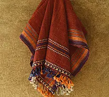 Salt Deserts of Kutch ☼ Kutchi Bhujodi Handspun Raw Woolen Shawl - Red