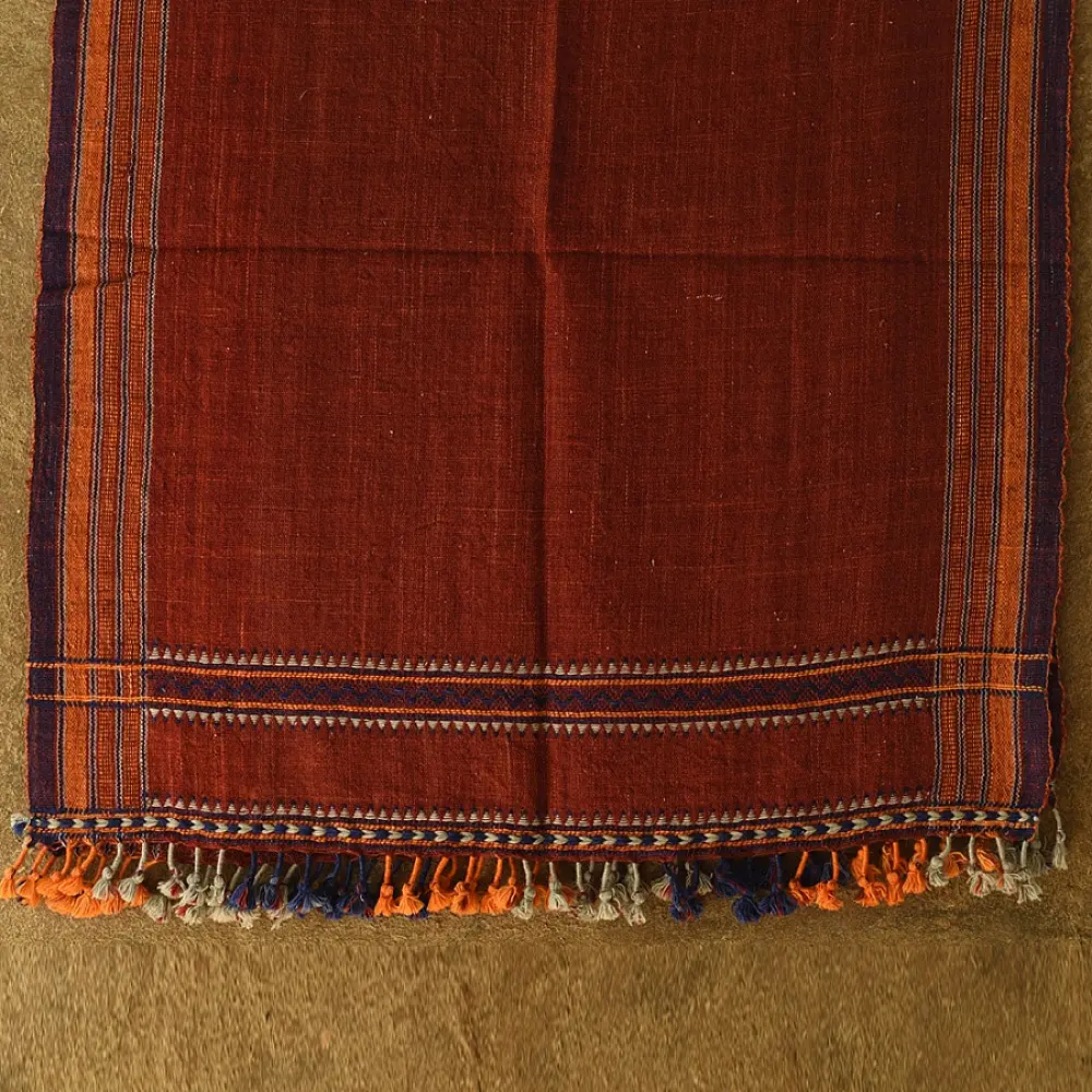 shop Kutchi Bhujodi Handspun Raw Woolen Shawl -Red