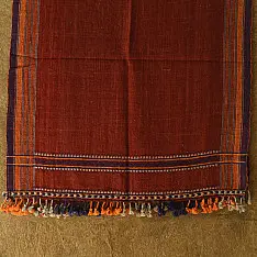 Salt Deserts of Kutch ☼ Kutchi Bhujodi Handspun Raw Woolen Shawl - Red