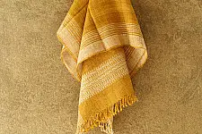 Salt Deserts of Kutch ☼ Kutchi Bhujodi Handspun Raw Woolen Shawl - Yellow