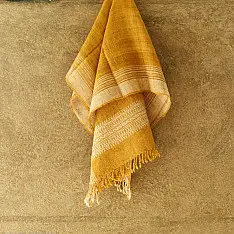 Salt Deserts of Kutch ☼ Kutchi Bhujodi Handspun Raw Woolen Shawl - Yellow