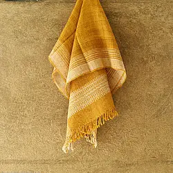 Salt Deserts of Kutch ☼ Kutchi Bhujodi Handspun Raw Woolen Shawl - Yellow