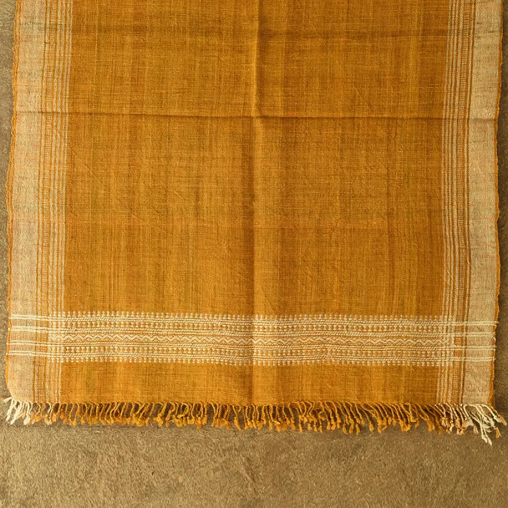 shop Kutchi Bhujodi Handspun Raw Woolen Shawl -Yellow