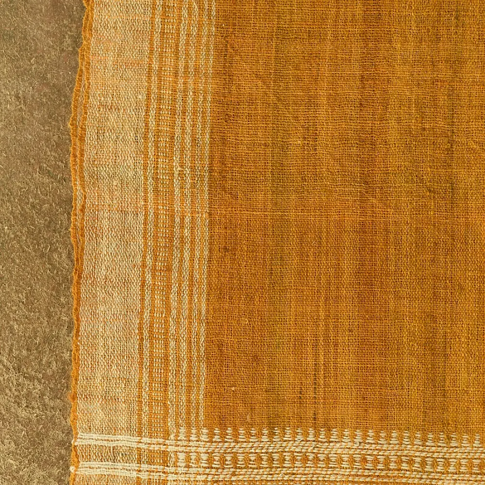 shop Kutchi Bhujodi Handspun Raw Woolen Shawl -Yellow