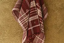 Salt Deserts of Kutch ☼ Kutchi Bhujodi Handspun Raw Woolen Shawl - Maroon