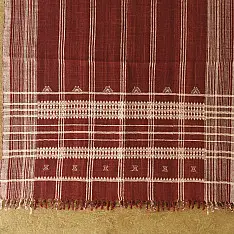 Salt Deserts of Kutch ☼ Kutchi Bhujodi Handspun Raw Woolen Shawl - Maroon