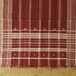 Salt Deserts of Kutch ☼ Kutchi Bhujodi Handspun Raw Woolen Shawl - Maroon