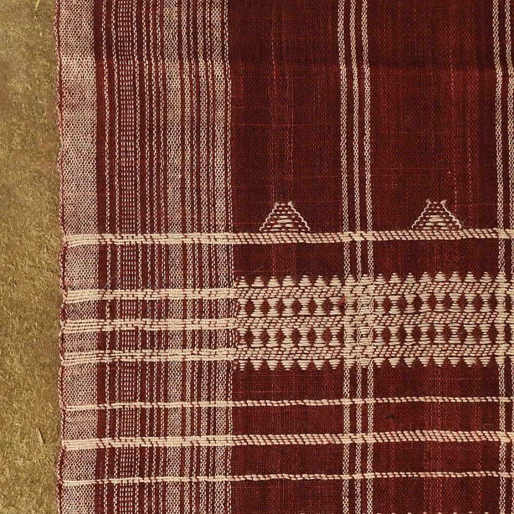 shop Kutchi Bhujodi Handspun Raw Woolen Shawl -Maroon