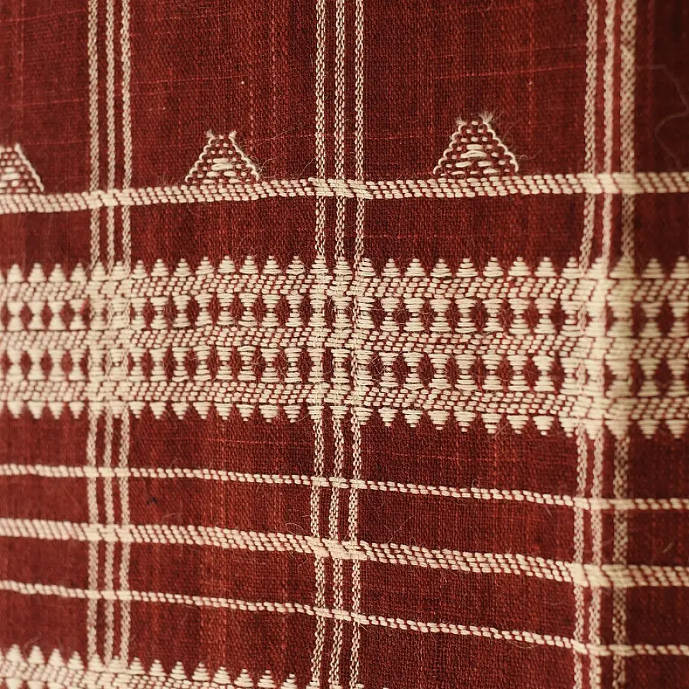 shop Kutchi Bhujodi Handspun Raw Woolen Shawl -Maroon