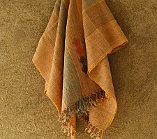 Salt Deserts of Kutch ☼ Kutchi Bhujodi Handloom Raw Woolen Shawl - Yellow Broad Stripes