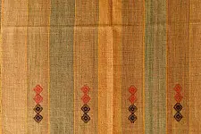 Salt Deserts of Kutch ☼ Kutchi Bhujodi Handloom Raw Woolen Shawl - Yellow Broad Stripes