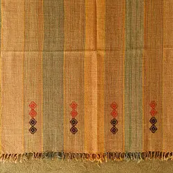 Salt Deserts of Kutch ☼ Kutchi Bhujodi Handloom Raw Woolen Shawl - Yellow Broad Stripes