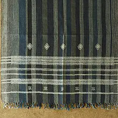 Salt Deserts of Kutch ☼ Bhujodi Handloom Raw Woolen Shawl - Grey & Blue Stripes