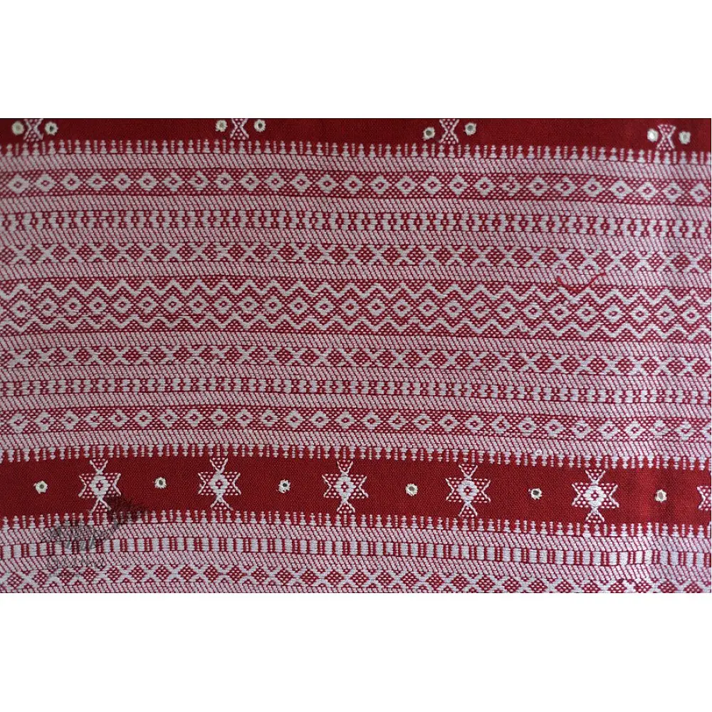 Handwoven embroidered mirror work woolen shawl