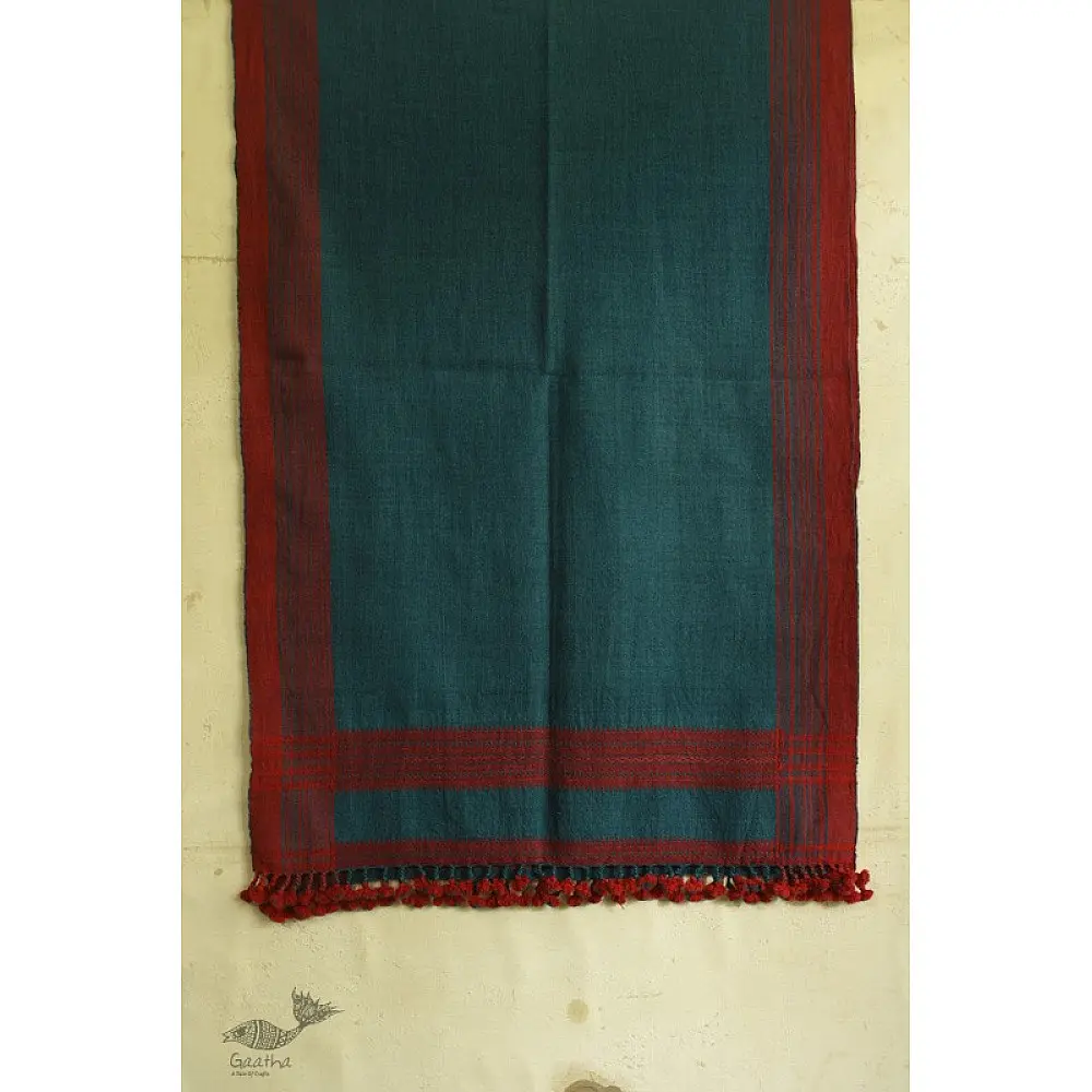 handwoven woolen bhujodi Rama Blue stole